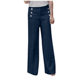 Gerade Hose mit hoher Taille und weitem Bein in Volltonfarbe mit solider Schnalle